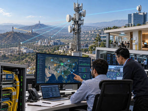 Huawei networking engineers monitor microwave backhaul, 5G RAN, next-generation Wi-Fi and FTTR connectivity across distributed enterprise infrastructure.