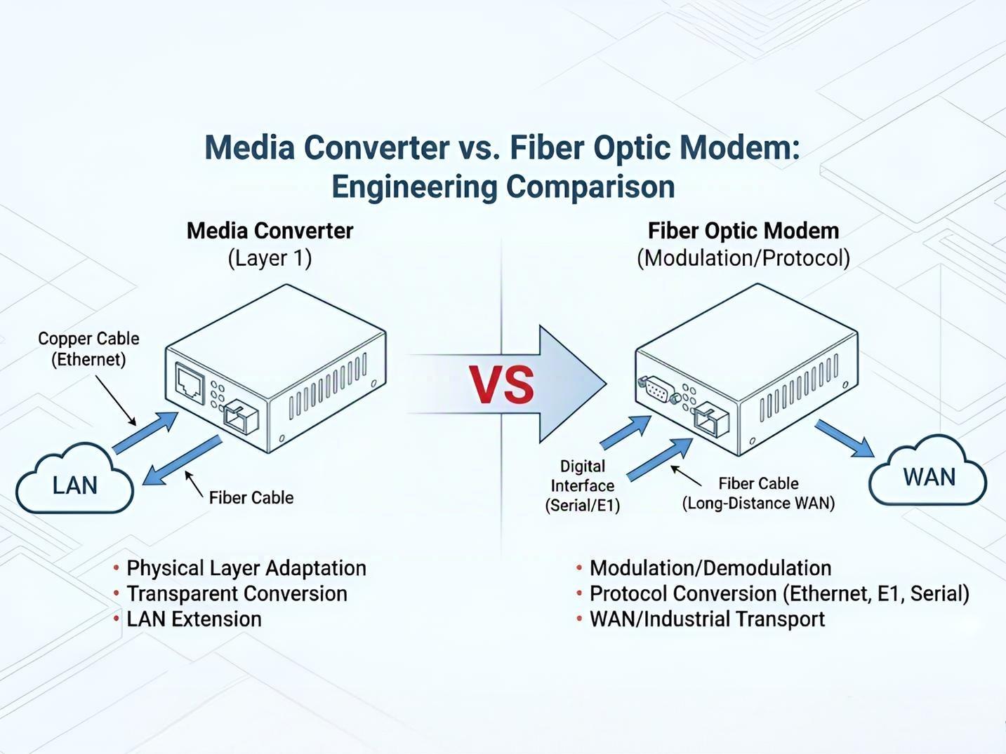 Media Converter vs Fiber Optic Modem: Differences, Roles & Guide 2026 ...