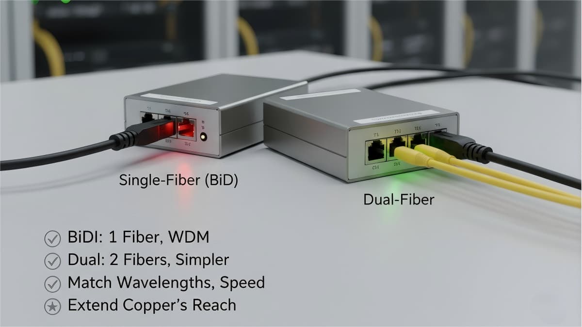 Single vs Dual Fiber Media Converters (2025): A/B Pairing and WDM ...