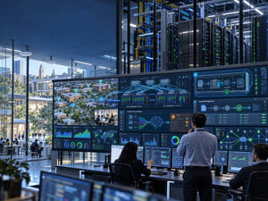 Network engineers monitoring Cisco AgenticOps, heterogeneous AI infrastructure, campus connectivity and AI security analytics.