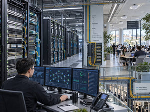 Ruijie networking news cover illustrating NPO optical switching, 800G and 1.6T AI data-center interconnects, Ethernet supernode architecture, AI-managed switching and high-density Wi-Fi 7 infrastructure.
