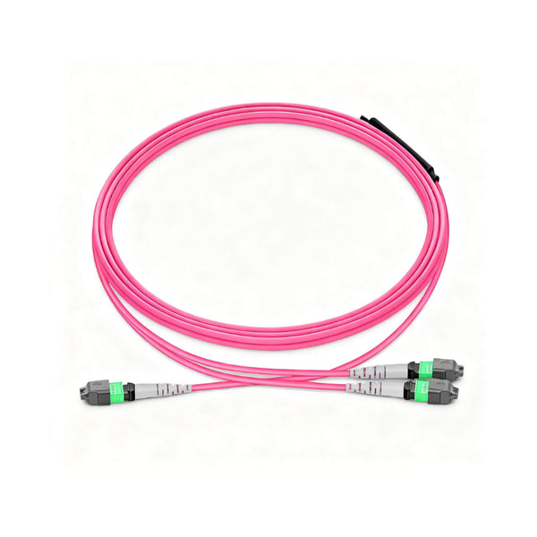 MPO 12F to 2xMPO 4F APC Breakout Cables, 8 Fibers, Multimode (OM4), OFNF, Low Loss, Polarity Type B