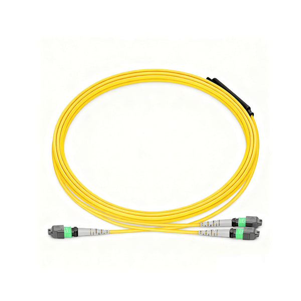 MPO 12F to 2xMPO 4F APC Breakout Cables, 8 Fibers, Singlemode (OS2, G.657.A1), OFNR, Low Loss, Polarity Type B