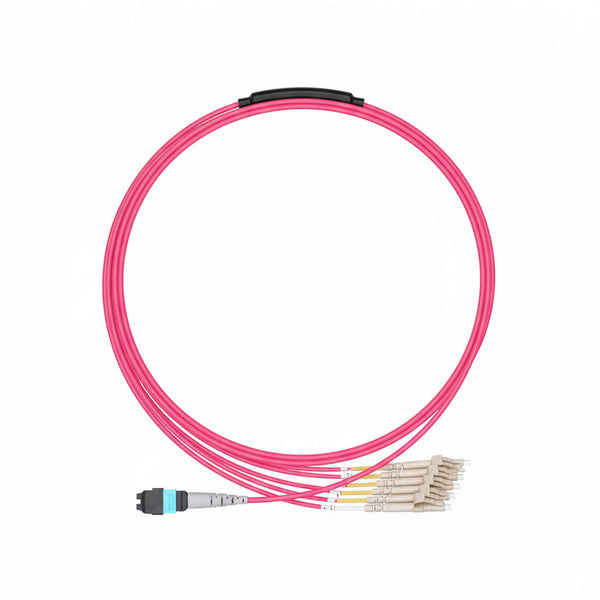 MPO 12F UPC to 4xLC UPC Duplex Harness Cables, 8 Fibers, Multimode (OM4), OFNR, Crossover