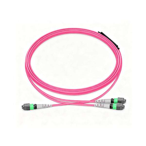MPO 16F APC to 2xMPO 8F APC Breakout Cables, 8 Fibers, Multimode (OM4), OFNR, Crossover