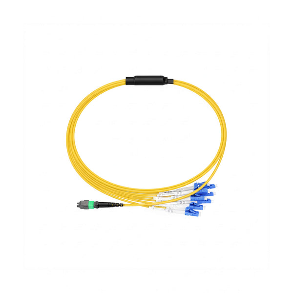 MPO 16F APC to 8xLC UPC Duplex Harness Cables, 16 Fibers, Singlemode (OS2, G.657.A1), OFNR, Crossover